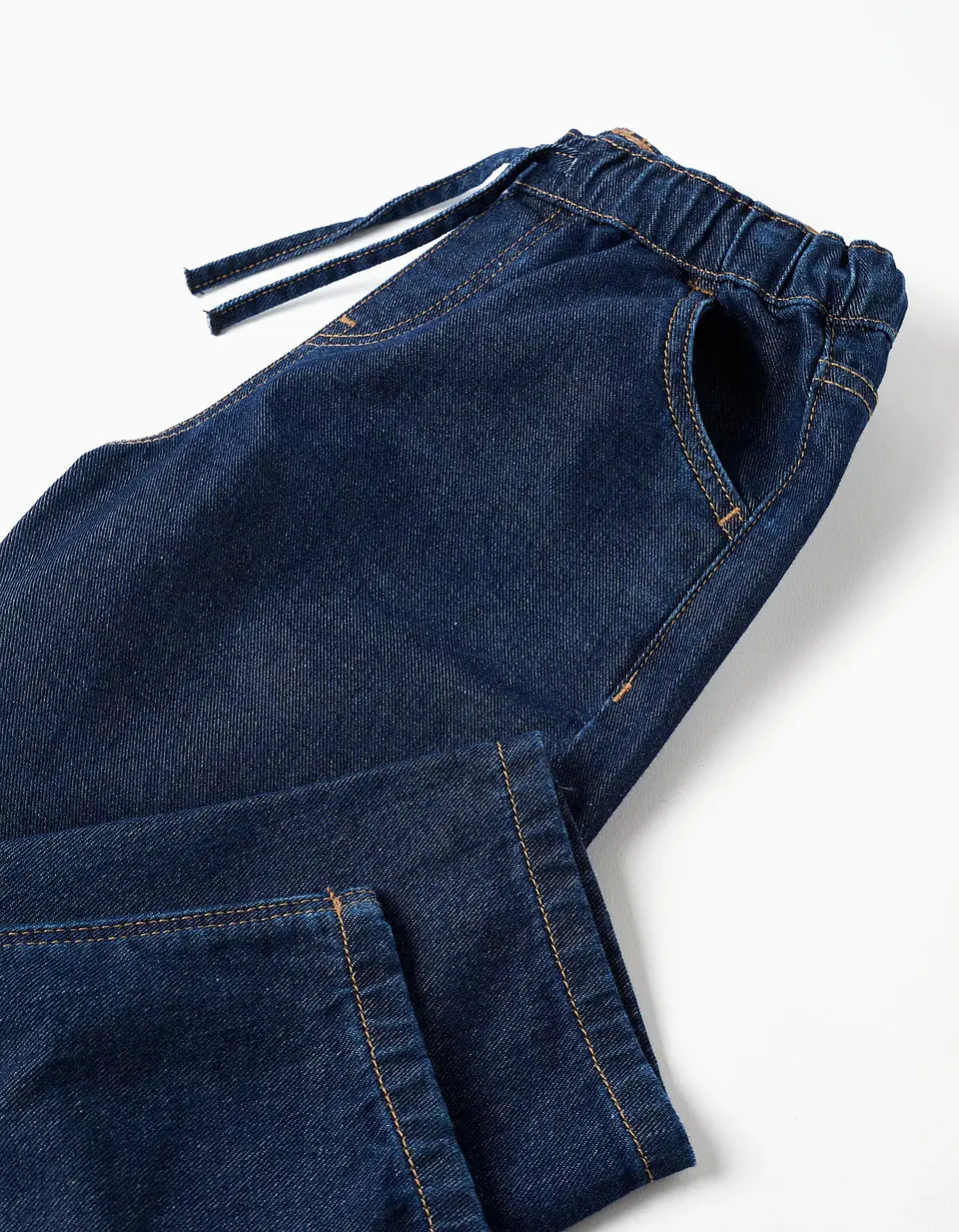 Calças de ganga baggy com cordão para menino, azul-escuro 4