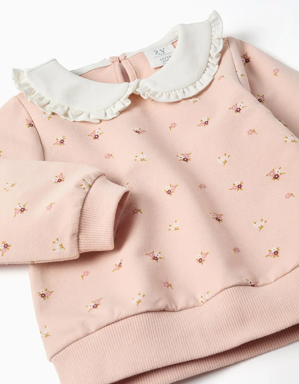 Sweat e calças de algodão para bebé menina, rosa-claro/castanho 3