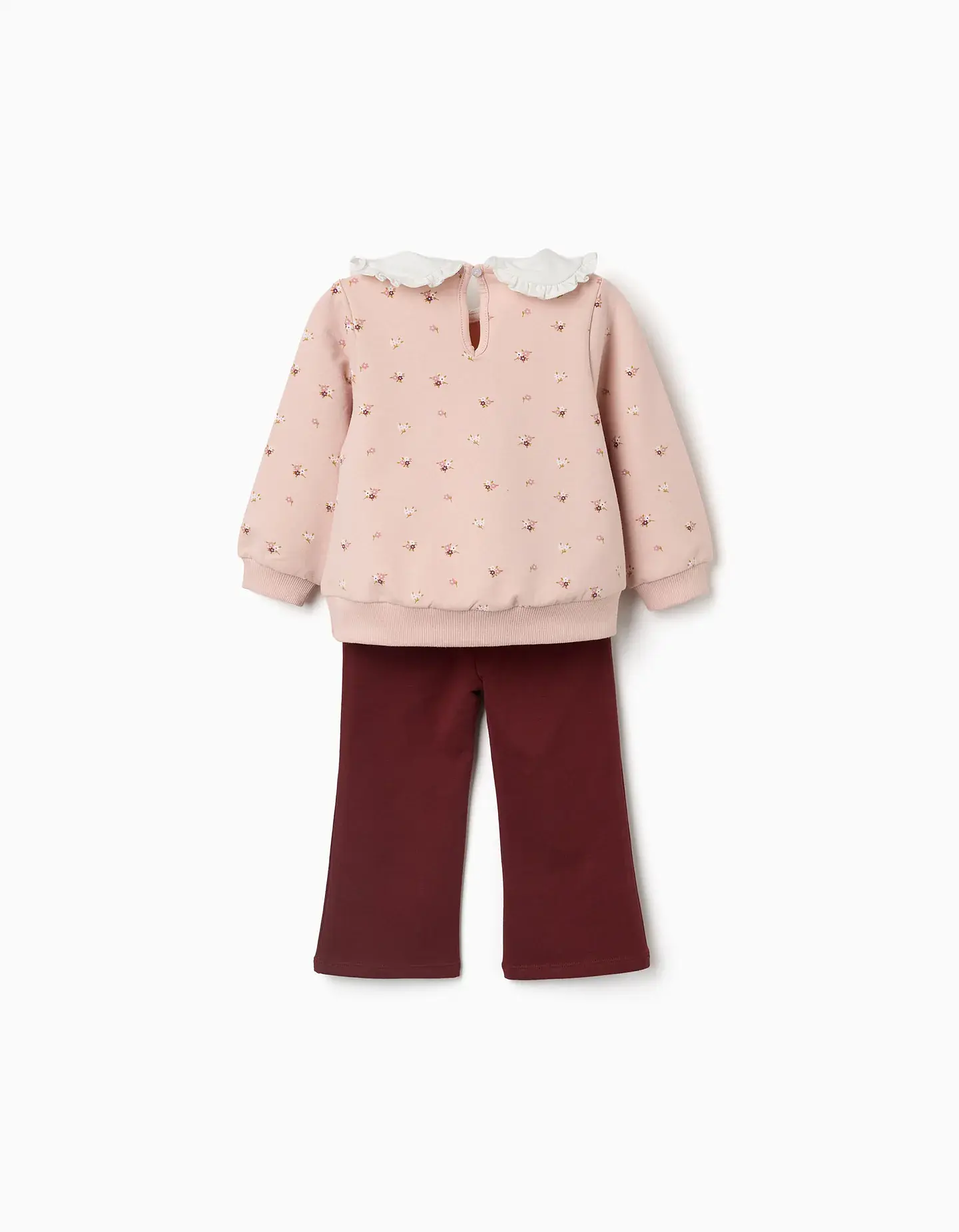 Sweat e calças de algodão para bebé menina, rosa-claro/castanho 2