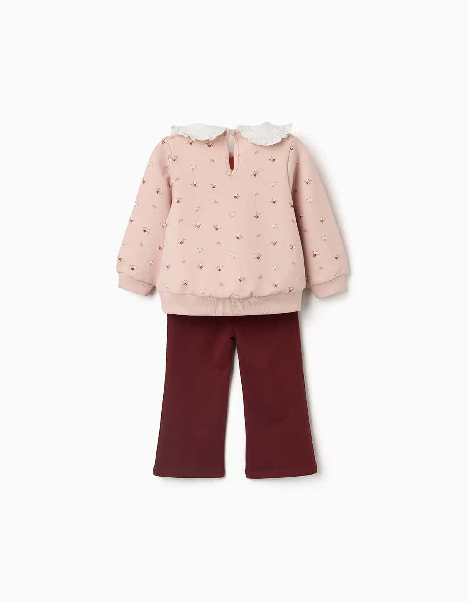 Sweat e calças de algodão para bebé menina, rosa-claro/castanho 2