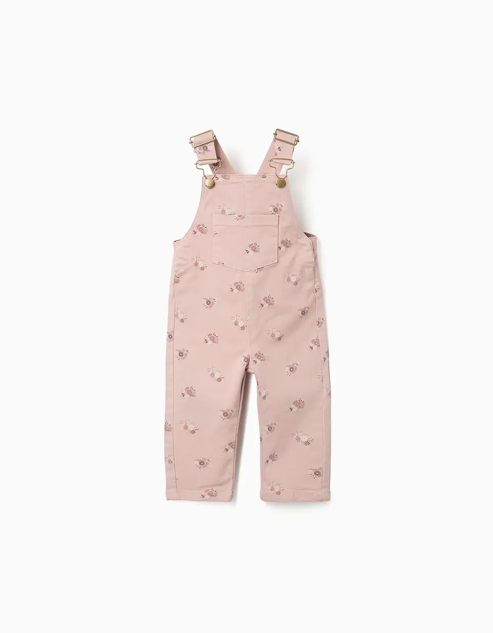 Jardineiras de sarja com motivo floral para bebé menina, rosa-claro 1