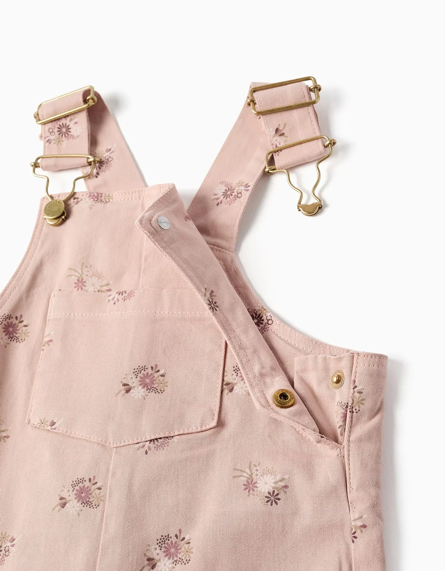 Jardineiras de sarja com motivo floral para bebé menina, rosa-claro 3