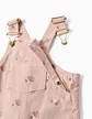 Jardineiras de sarja com motivo floral para bebé menina, rosa-claro - Thumbnail 3