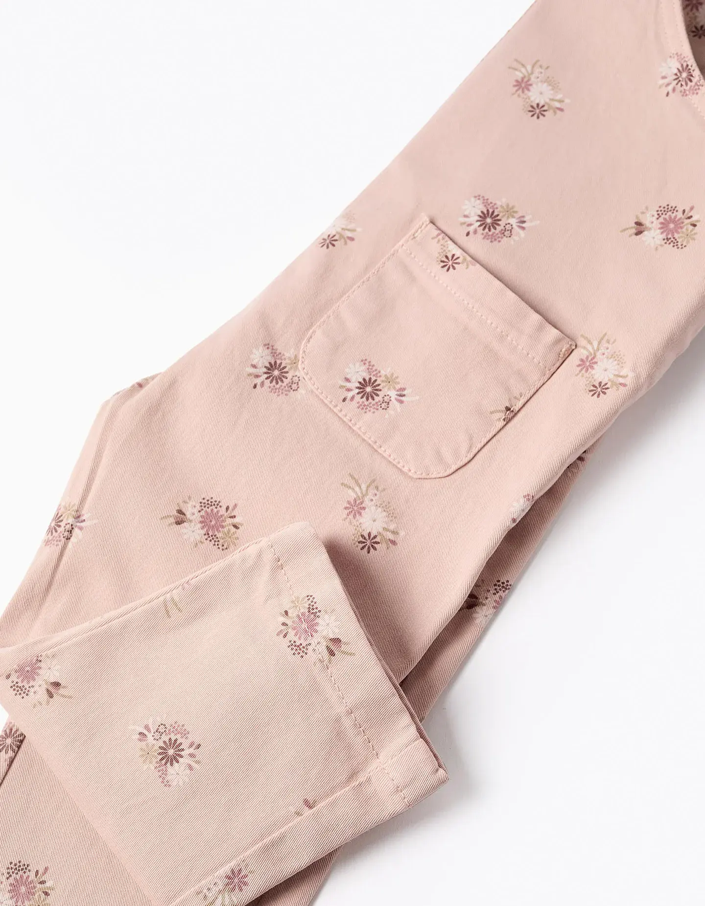 Jardineiras de sarja com motivo floral para bebé menina, rosa-claro 4