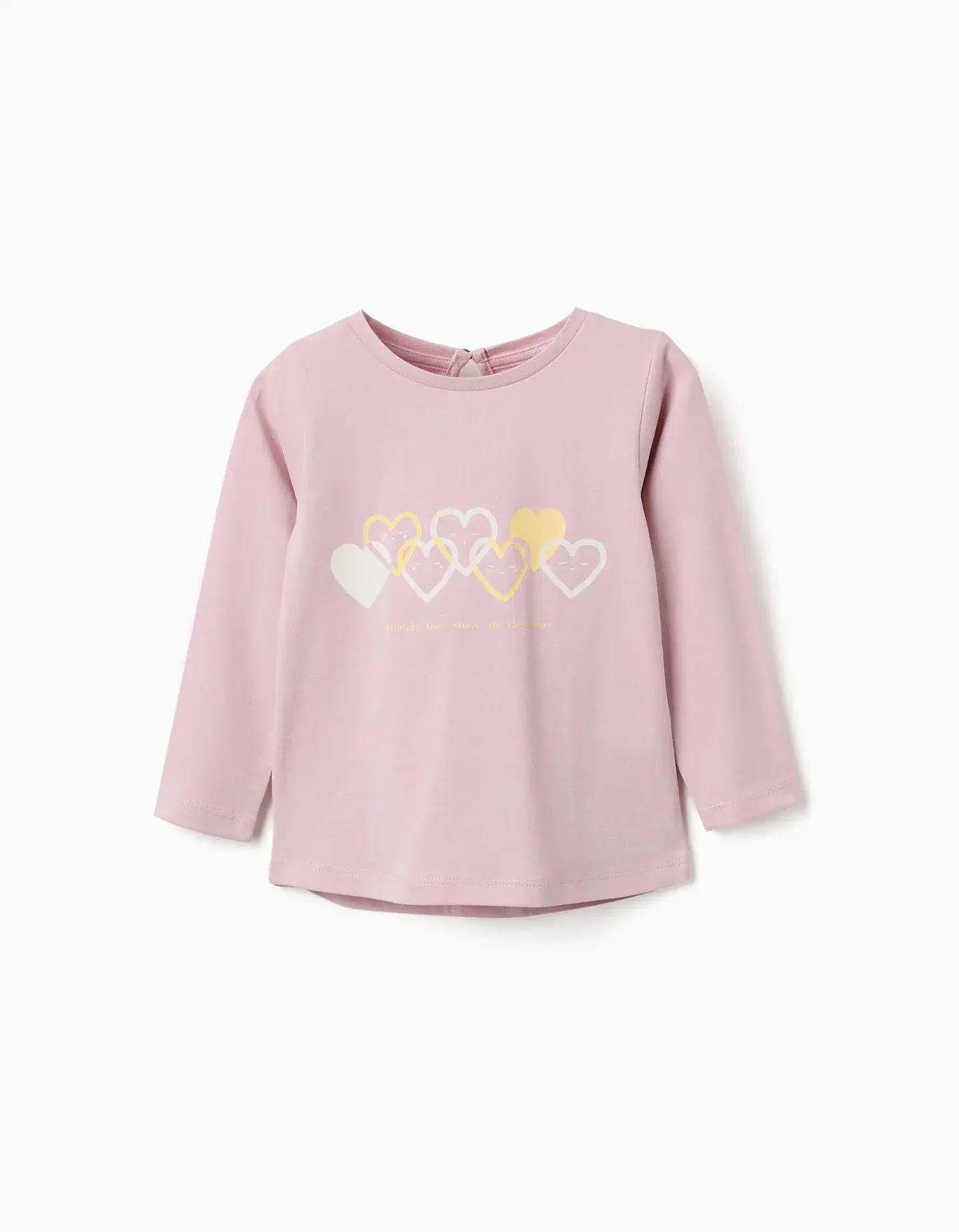 T-shirt de manga comprida com corações para bebé menina, lilás 1