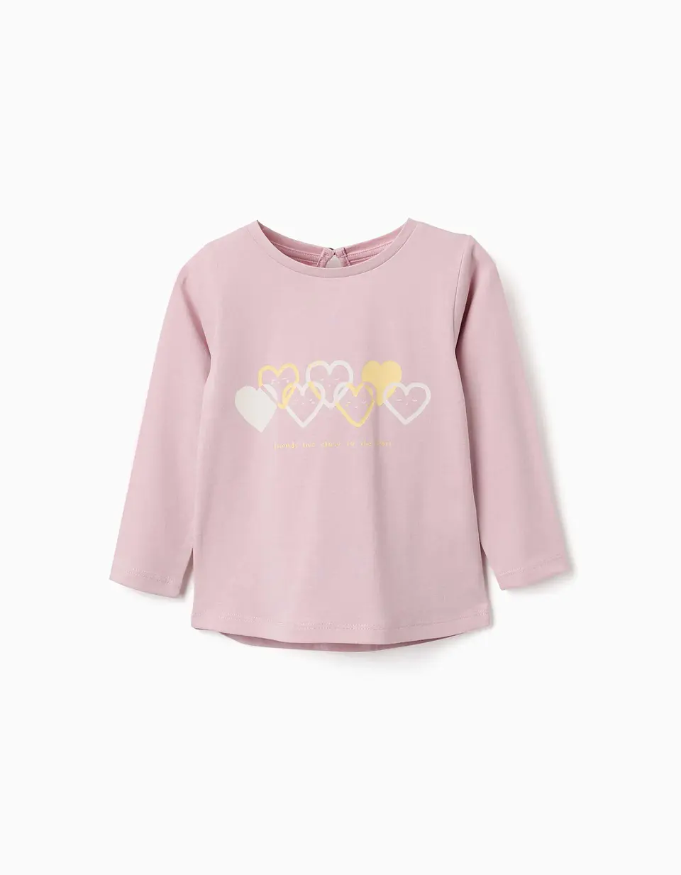 T-shirt de manga comprida com corações para bebé menina, lilás 1