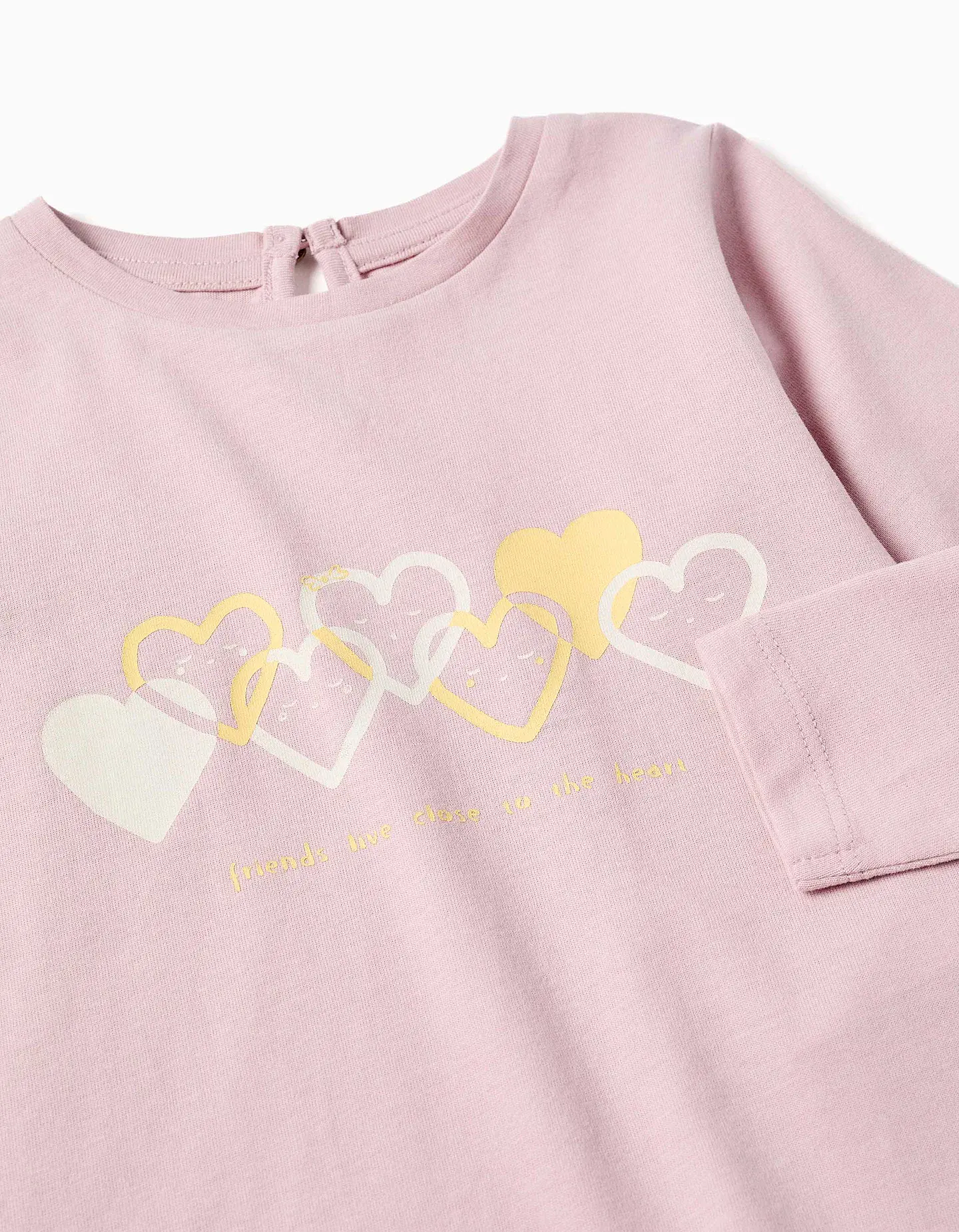 T-shirt de manga comprida com corações para bebé menina, lilás 3