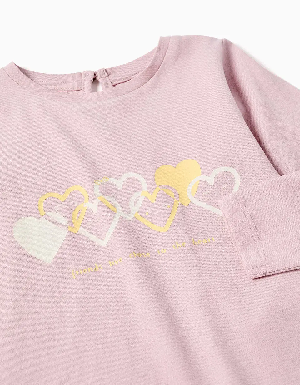 T-shirt de manga comprida com corações para bebé menina, lilás 3