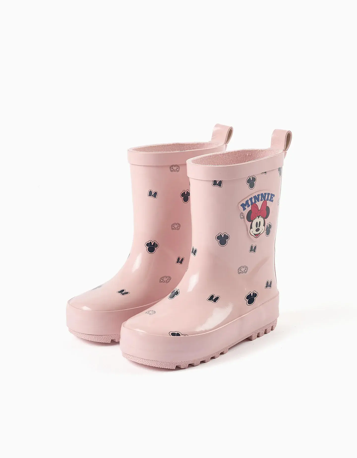 Galochas de borracha com estampado Minnie para bebé menina, rosa-claro 2