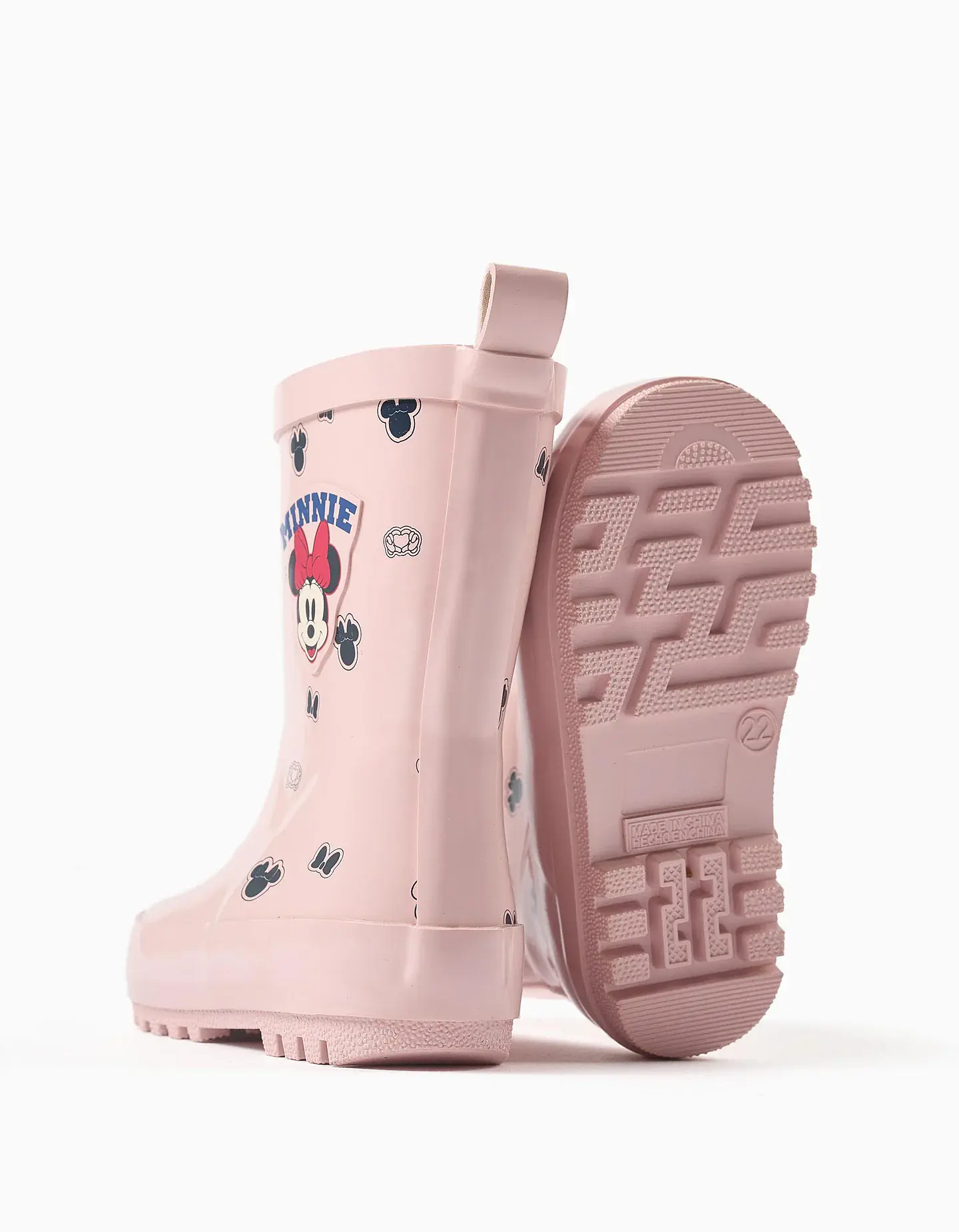 Galochas de borracha com estampado Minnie para bebé menina, rosa-claro 3