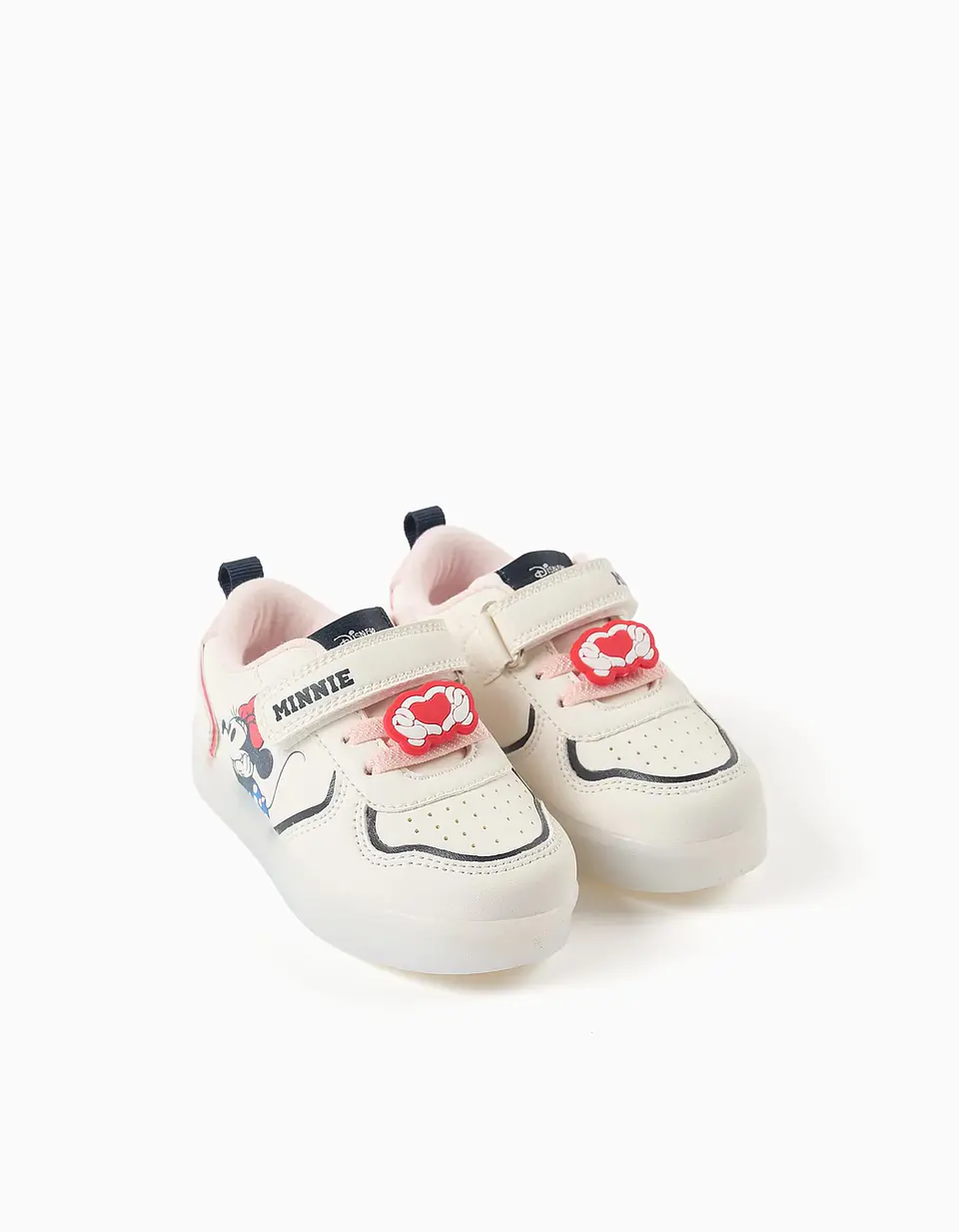 Sapatilhas com luzes e estampado Minnie para bebé menina, bege-claro 2