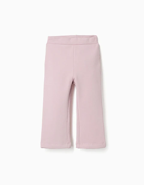 Leggings à boca de sino cardadas para bebé menina, lilás