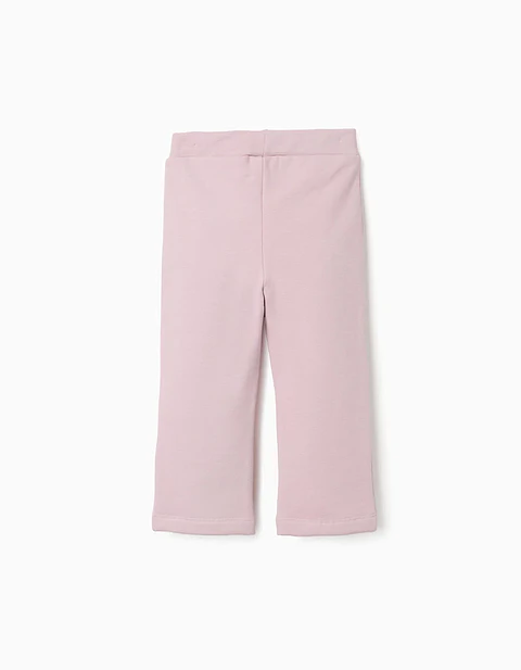 Leggings à boca de sino cardadas para bebé menina, lilás