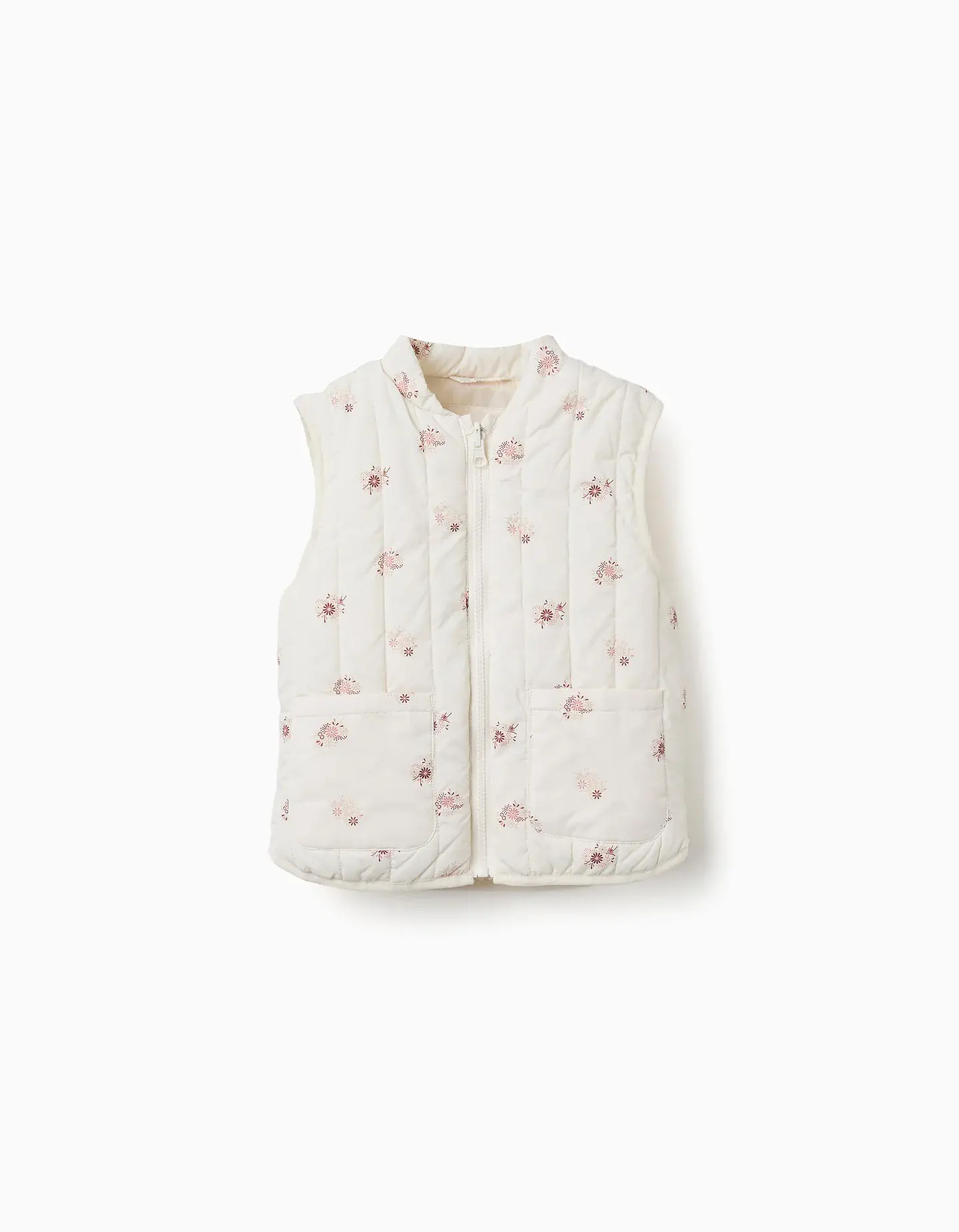Parka 3-em-1 acolchoada com capuz para menina, bege/branco 2