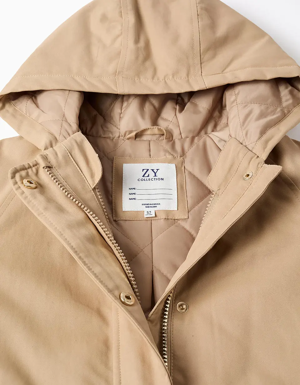 Parka 3-em-1 acolchoada com capuz para menina, bege/branco 4