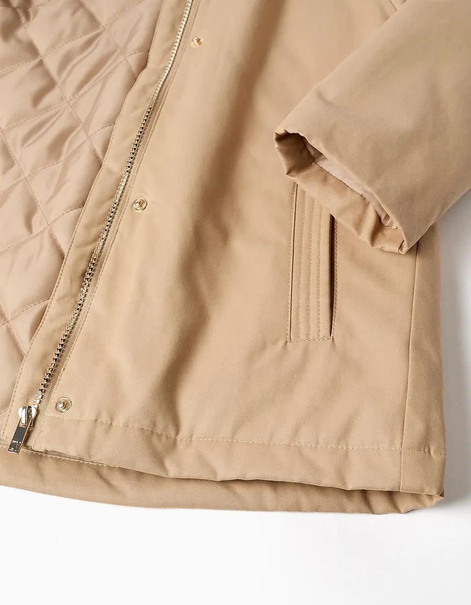 Parka 3-em-1 acolchoada com capuz para menina, bege/branco 5
