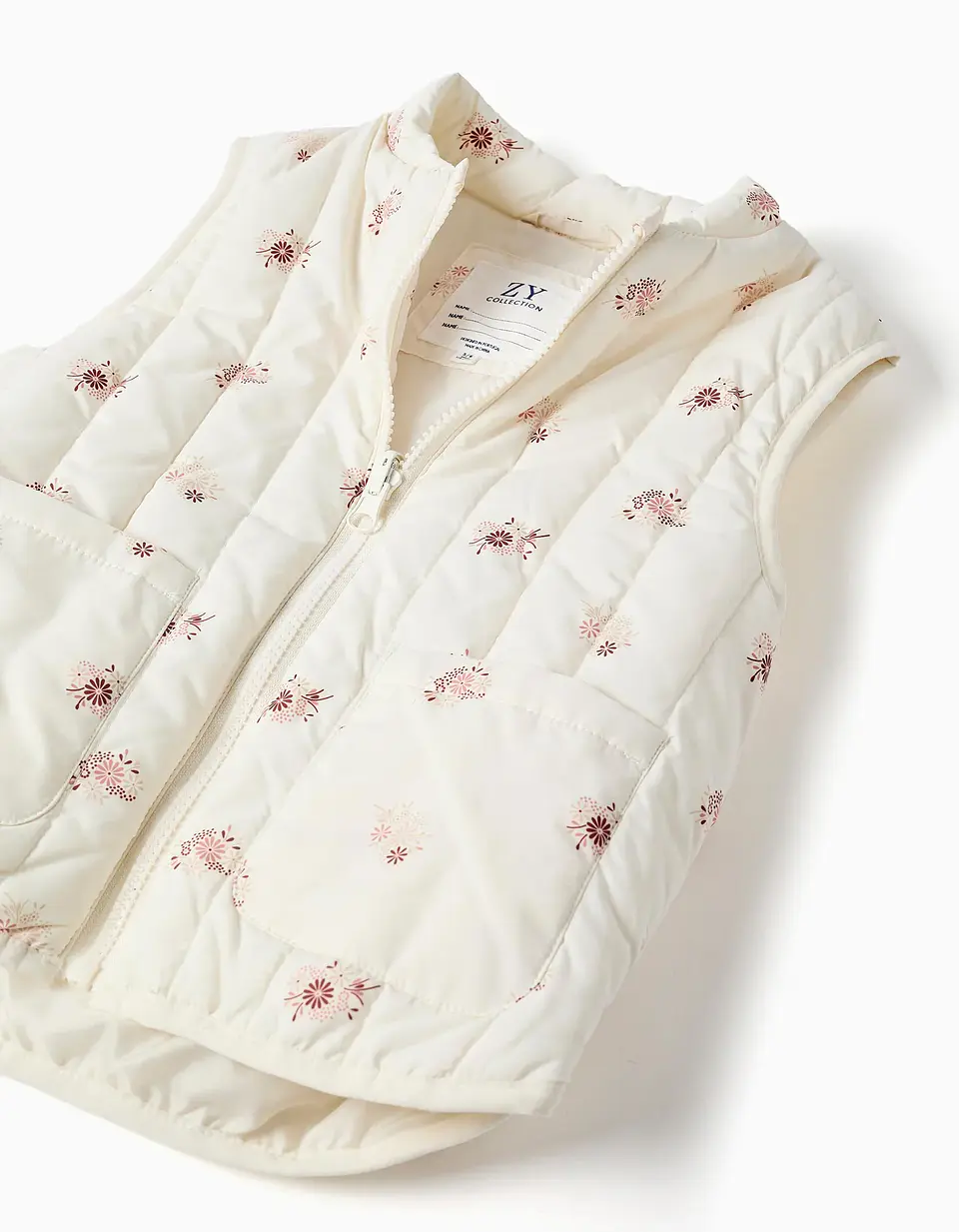 Parka 3-em-1 acolchoada com capuz para menina, bege/branco 6