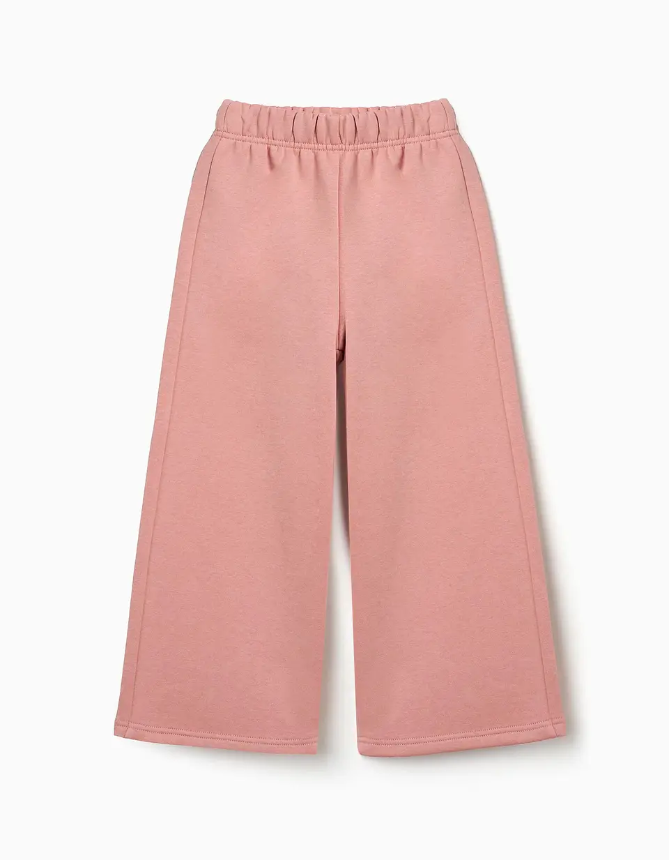 Calças wide leg de felpa com forro cardado para menina, rosa-claro 1