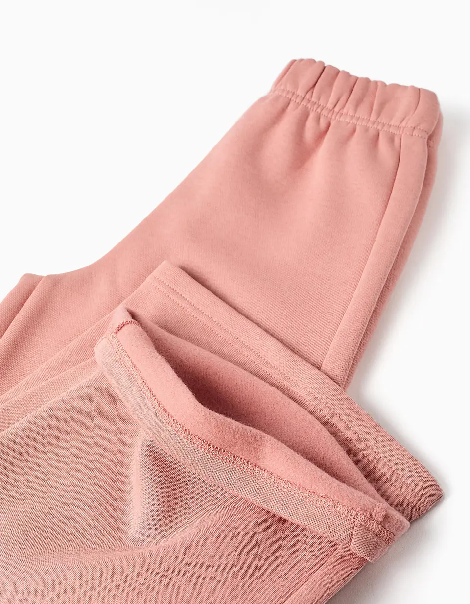 Calças wide leg de felpa com forro cardado para menina, rosa-claro 3