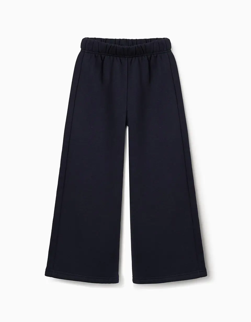 Calças wide leg de felpa com forro cardado para menina, azul-marinho 1