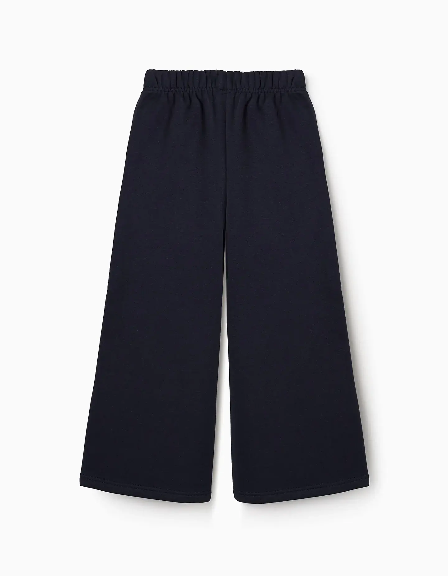 Calças wide leg de felpa com forro cardado para menina, azul-marinho 2