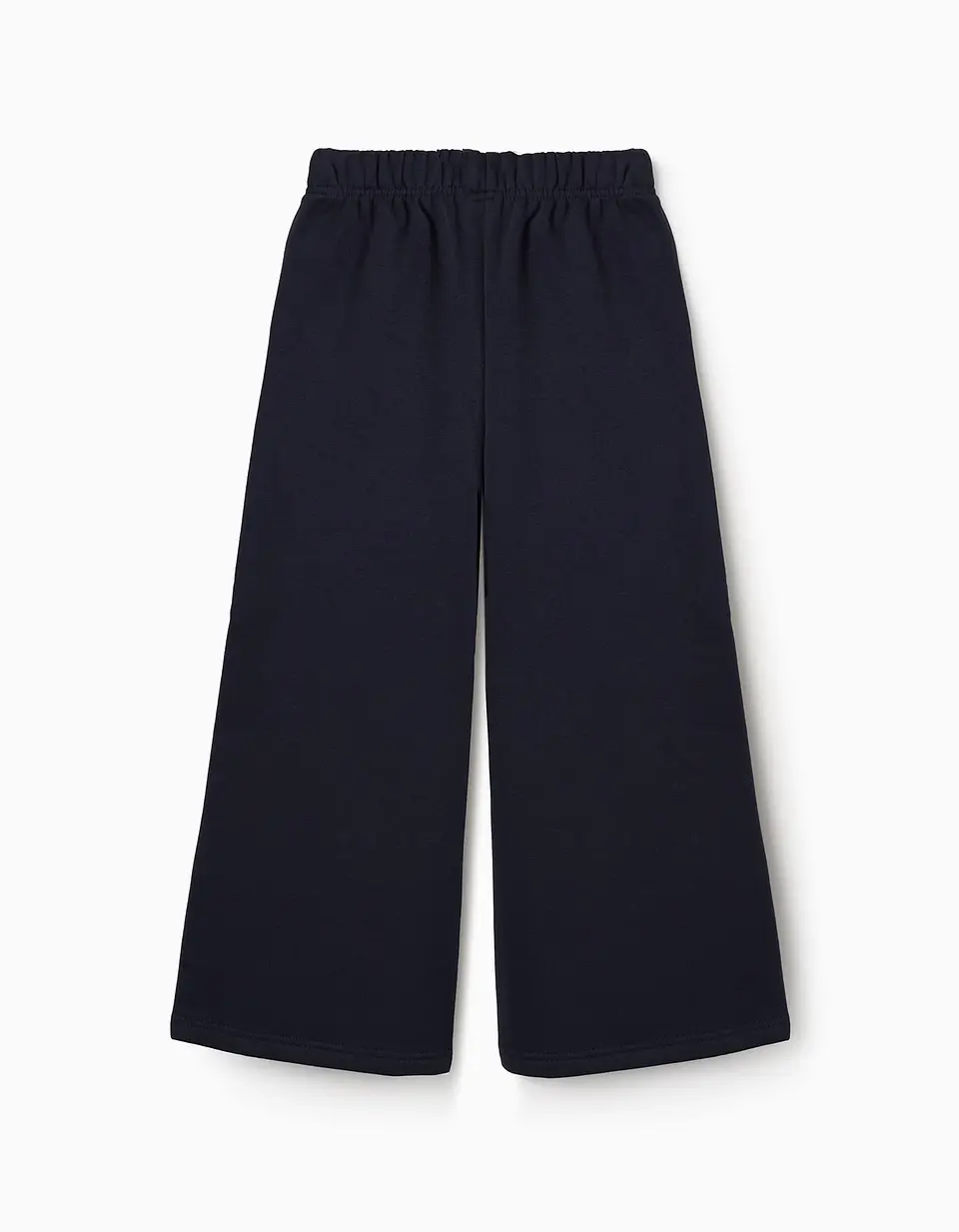 Calças wide leg de felpa com forro cardado para menina, azul-marinho 2
