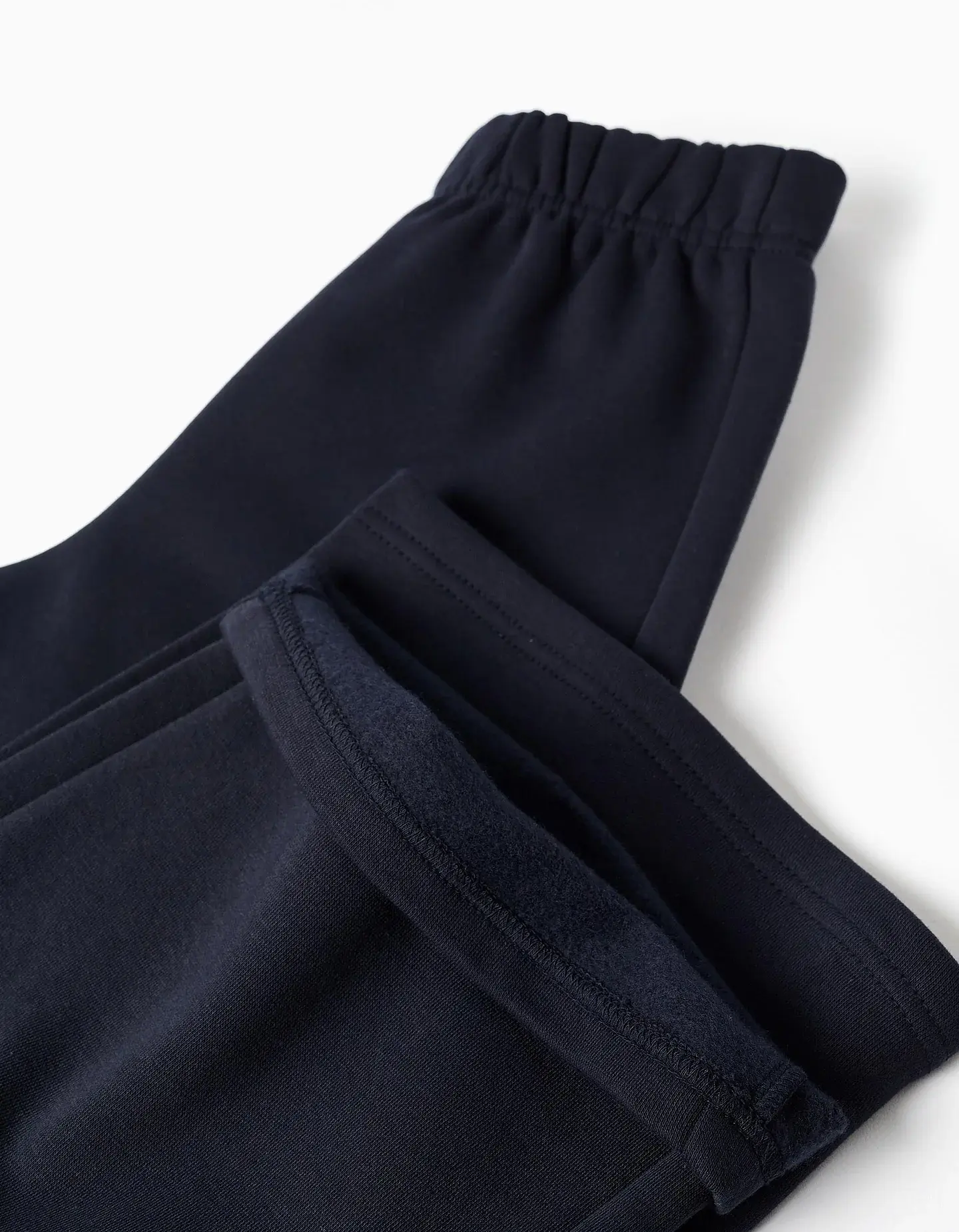 Calças wide leg de felpa com forro cardado para menina, azul-marinho 3