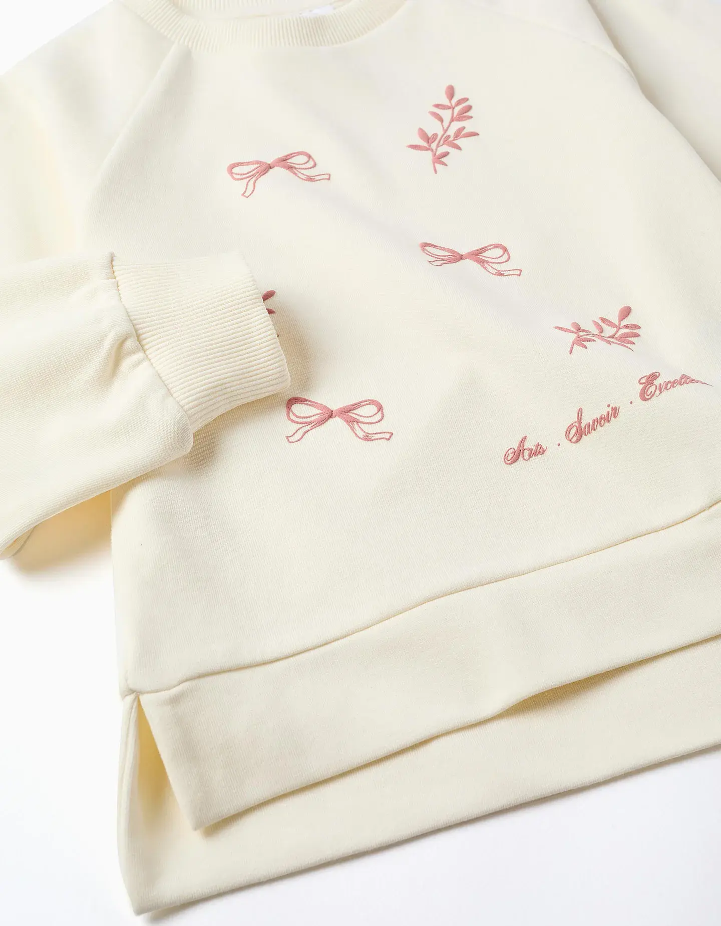 Sweat com estampado em relevo Arts para menina, branco/rosa 3
