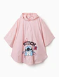 Poncho de chuva com capuz e estampado Stitch para bebé e menina, rosa - Thumbnail 1