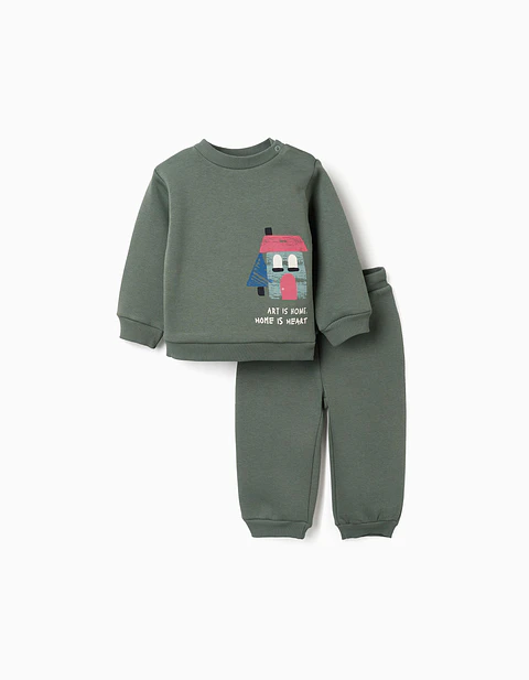 SET HOODIE PANTS BRUSHED - DARK GREEN