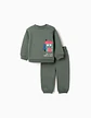 SET HOODIE PANTS BRUSHED - DARK GREEN - Thumbnail 1