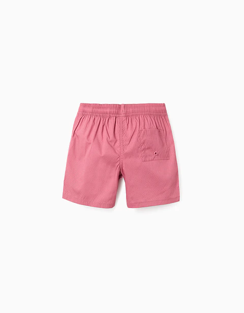 Calções de banho com cordão e bolso para menino, rosa-escuro