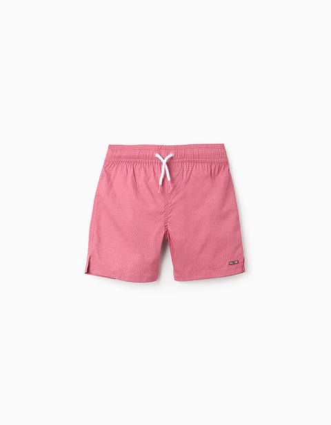 Calções de banho com cordão e bolso para menino, rosa-escuro
