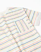 T-shirt de algodão às riscas com bolso para menino, multicolor - Thumbnail 3