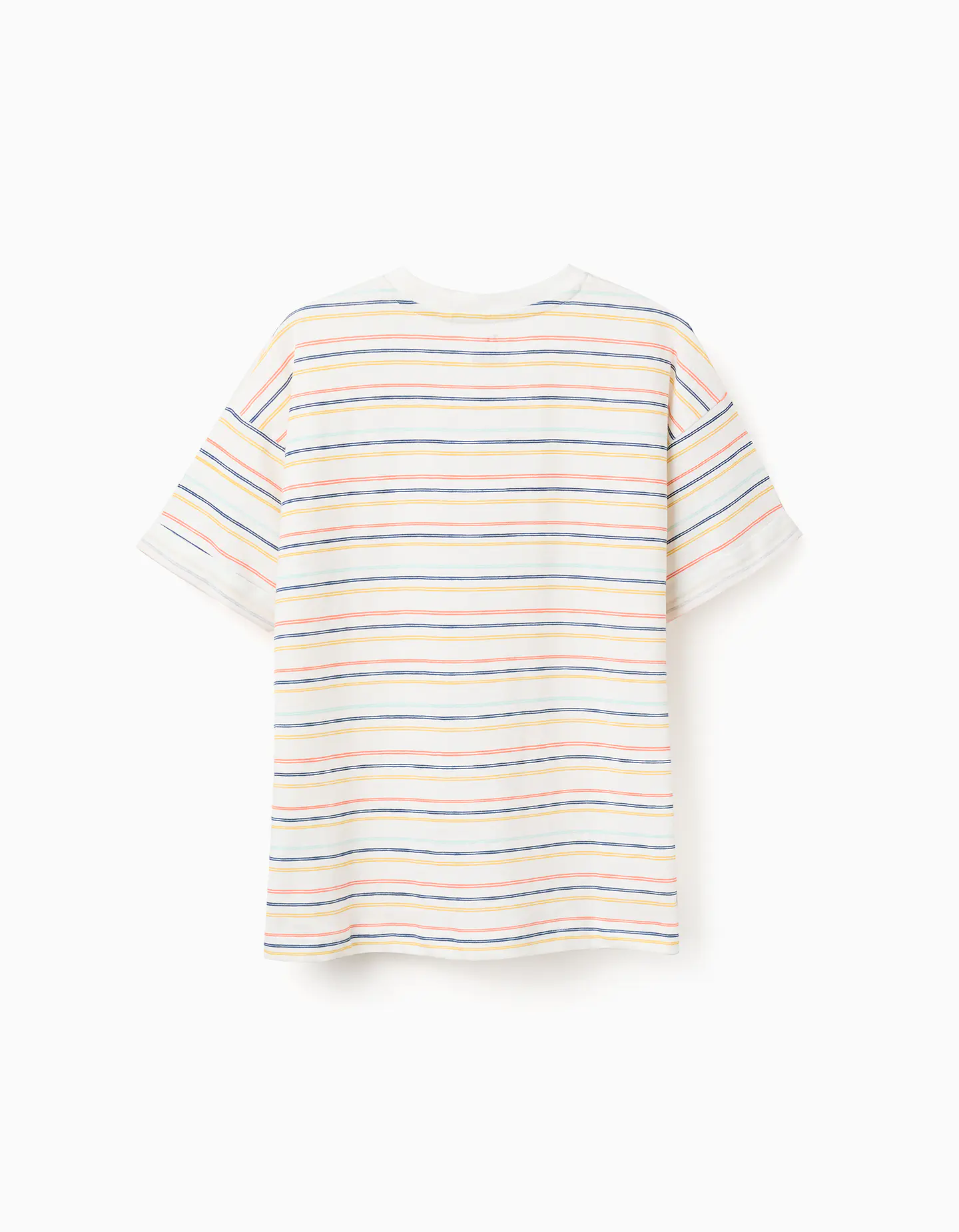 T-shirt de algodão às riscas com bolso para menino, multicolor 2