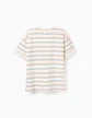T-shirt de algodão às riscas com bolso para menino, multicolor - Thumbnail 2
