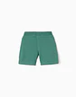 Calções em felpa com cordão e bolsos laterais para menino, verde - Thumbnail 2