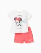T-shirt e calções com estampado Minnie para bebé menina, branco/vermelho - Thumbnail 1