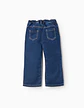Calças de Ganga Flare em Comfort Denim para Bebé Menina, Azul - Thumbnail 2