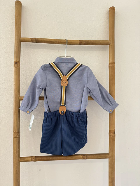 CONJUNTO BEBE PANTALON CORTO CON TIRANTES "Familia Judy"