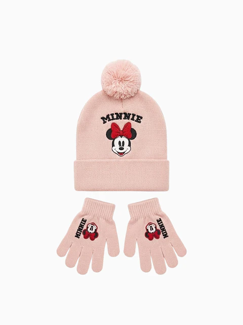 Conjunto Disney (Minnie Mouse) Gorro e Luvas - Rosa