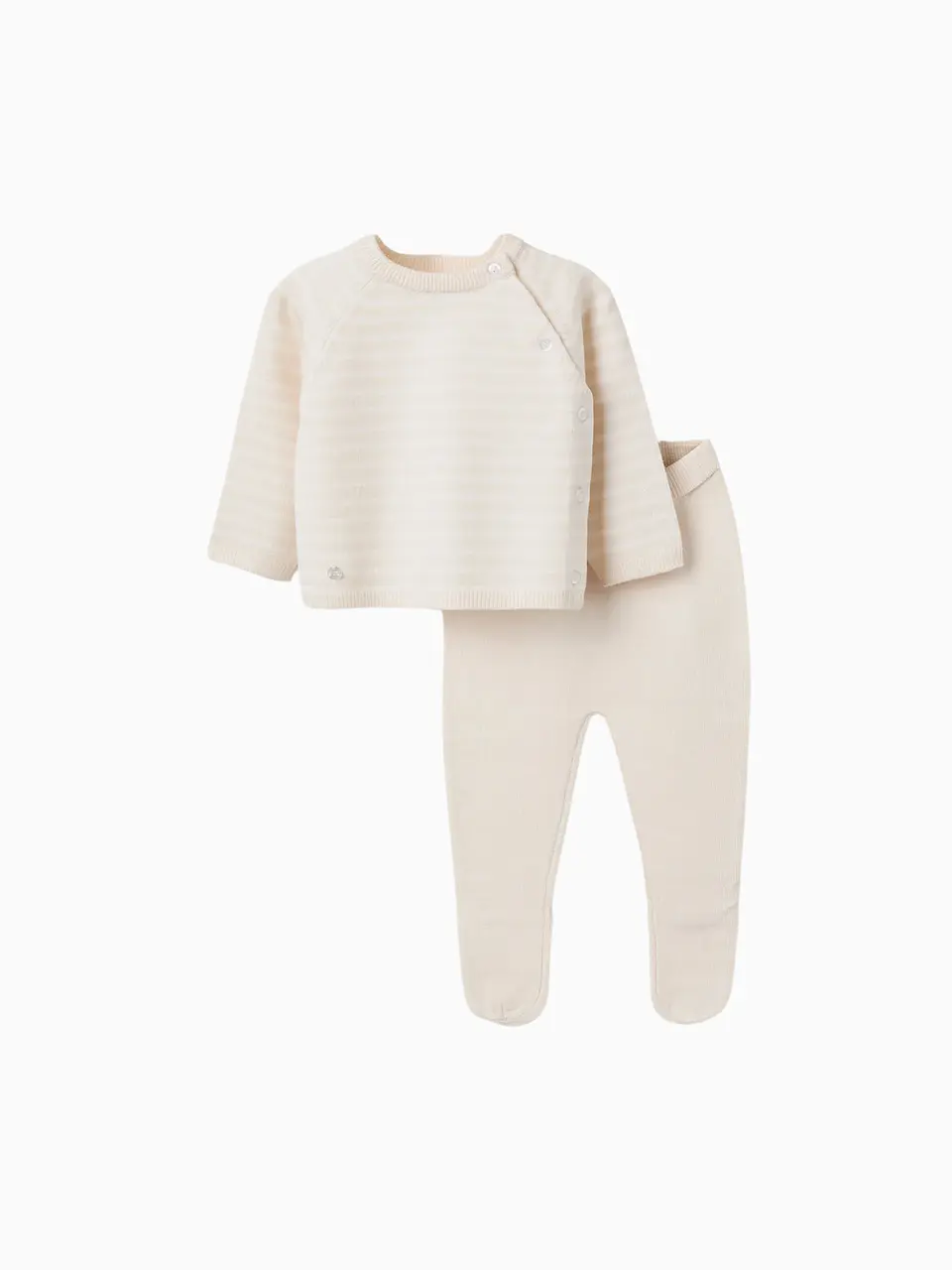 Conjunto de Malha com Riscas para Recém-Nascido, Bege 1