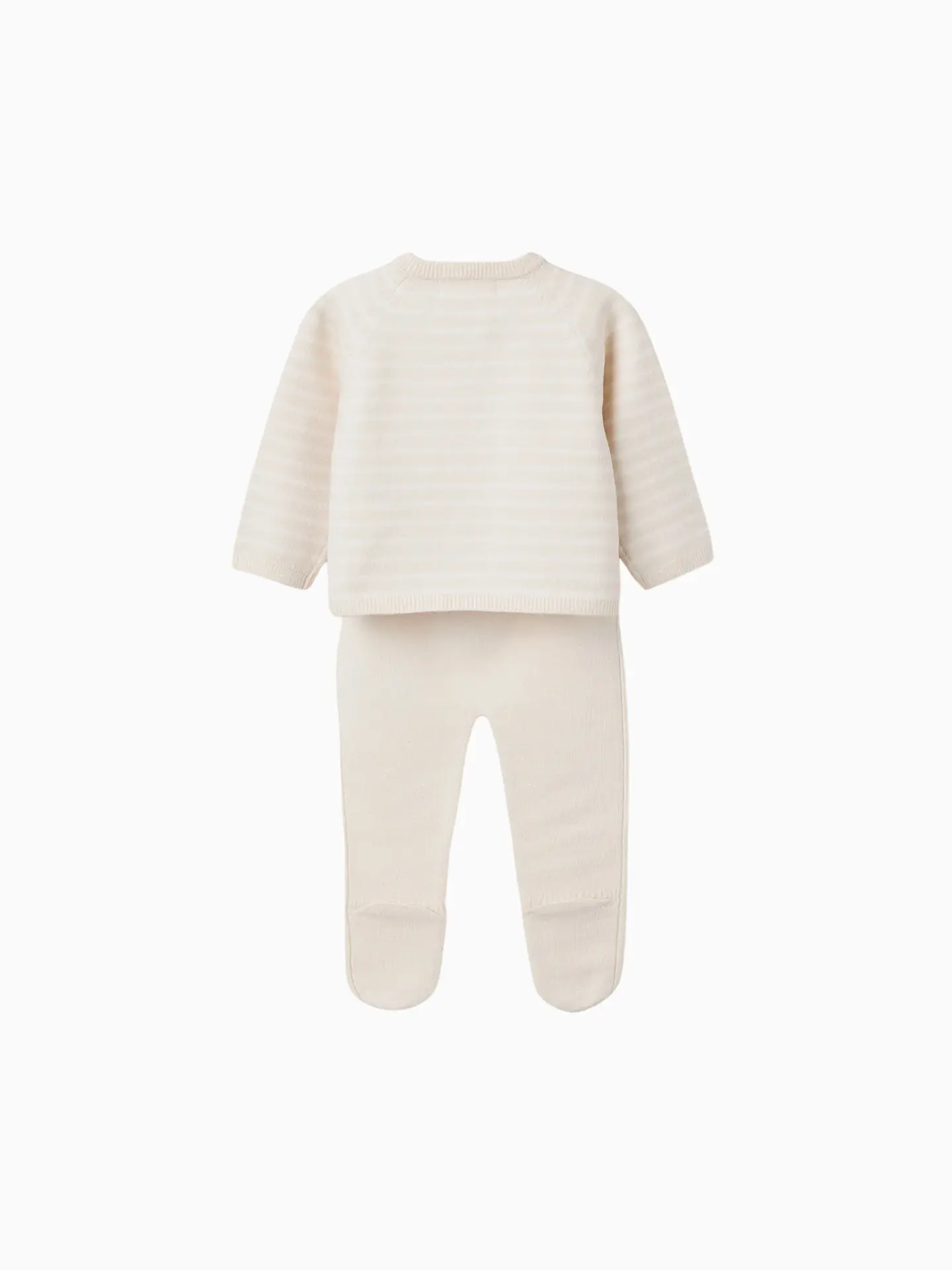 Conjunto de Malha com Riscas para Recém-Nascido, Bege 2