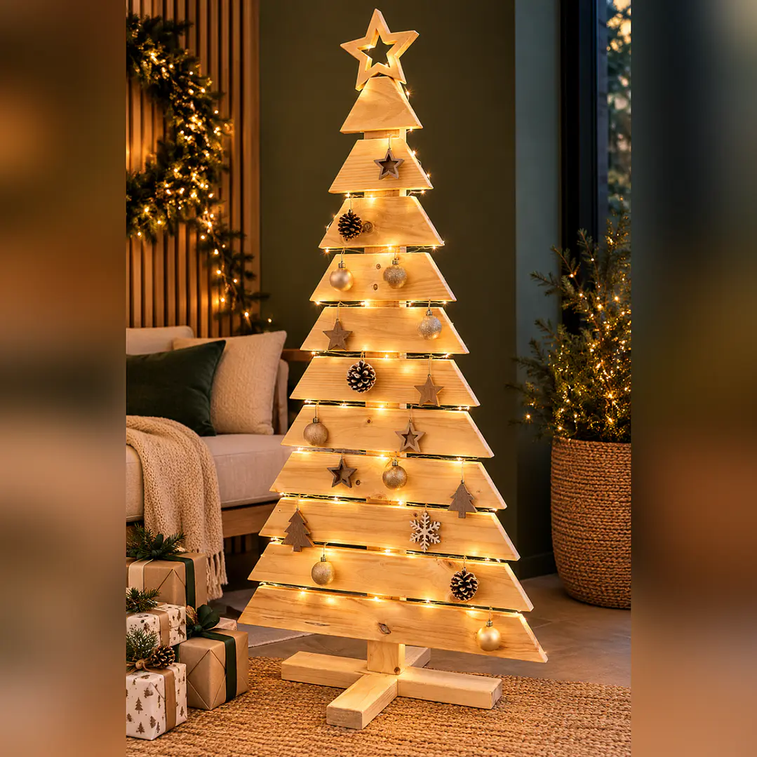 Árbol de Navidad de Madera 176 cm | Paletstilo® 1