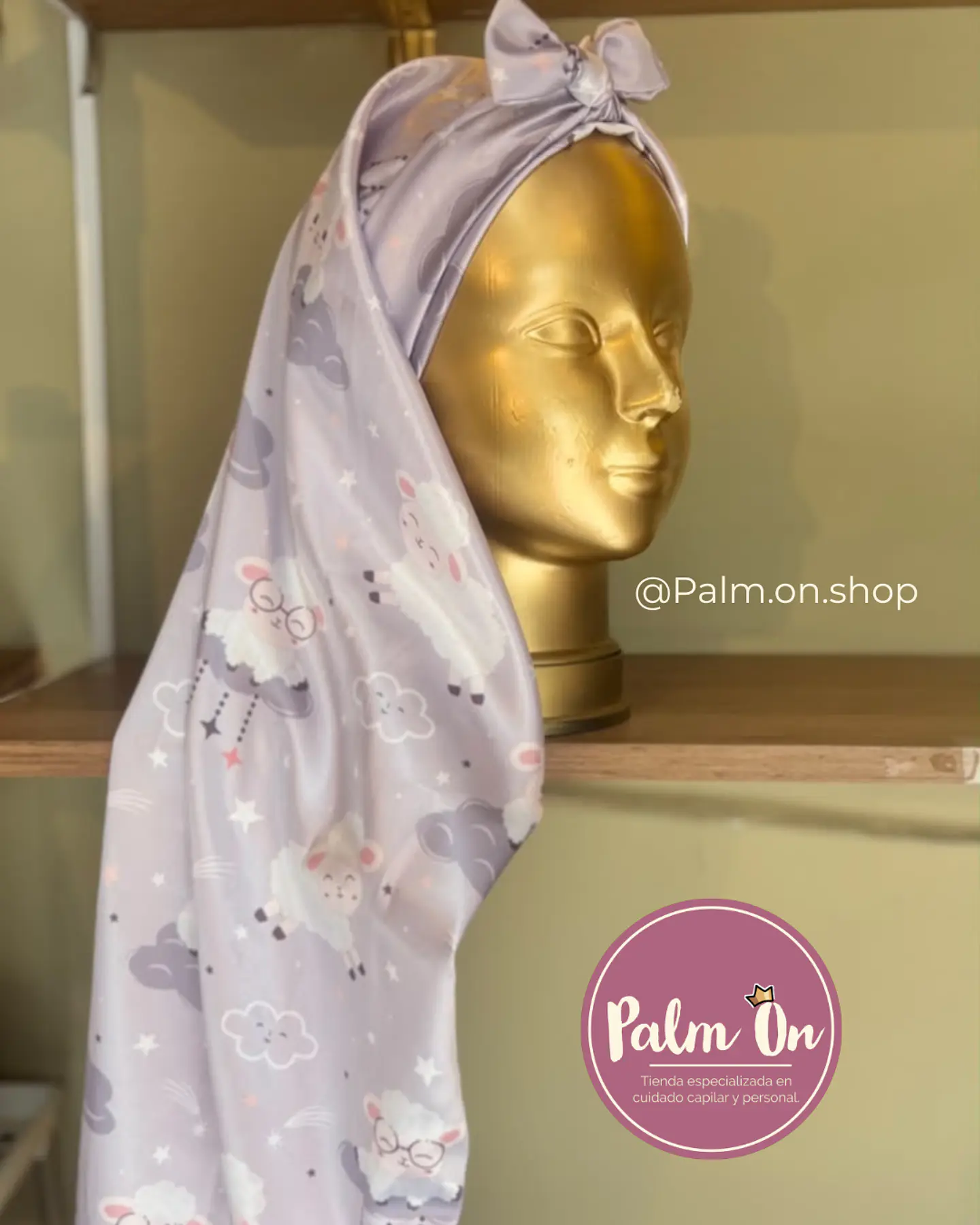 Gorro largo en seda satinada para dormir o para moto Palm On ♡ 4