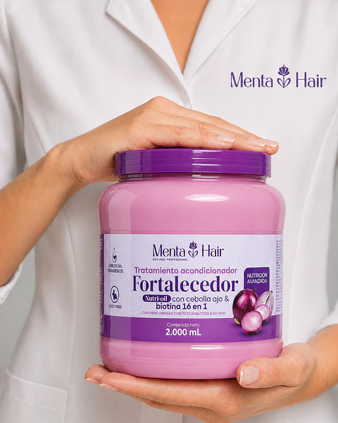 Tratamiento Acondicionador Fortalecedor nutrioil con cebolla ajo y biotina 16 en 1 - X2.000ml Menta Hair