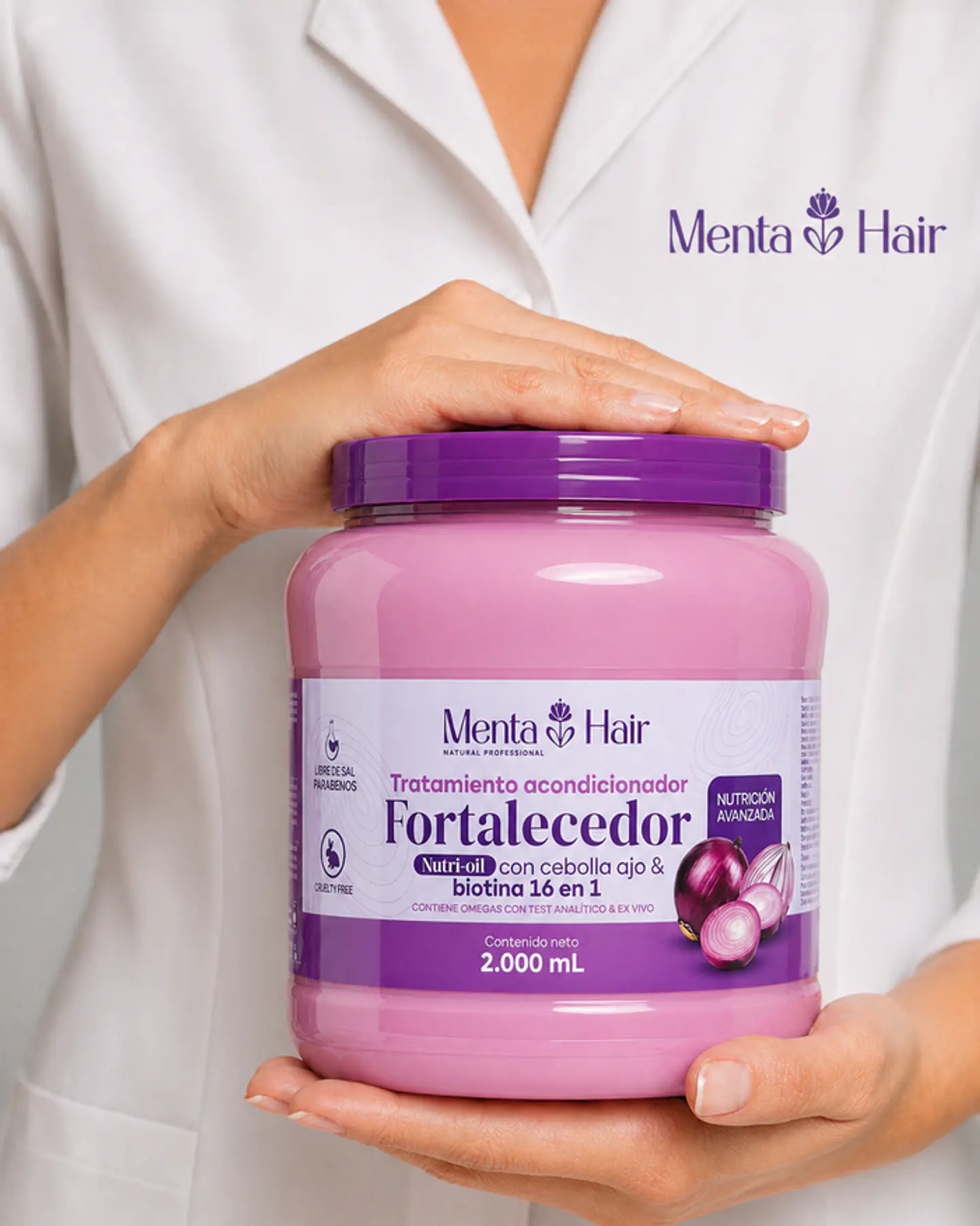 Tratamiento Acondicionador Fortalecedor nutrioil con cebolla ajo y biotina 16 en 1 - X2.000ml Menta Hair 1