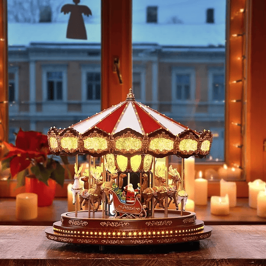 Carrusel de Navidad con Luces LED Toca hasta 20 Villancicos