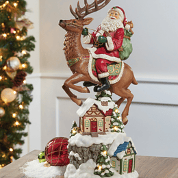 Adorno Navideño Santa Claus Cabalgando 50 cm con Luces 