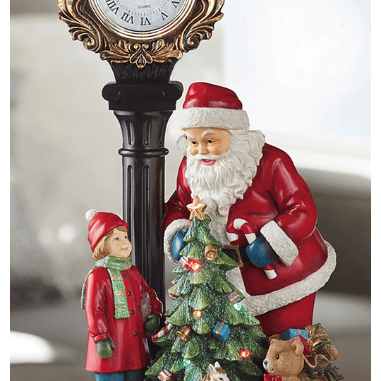 Reloj Decorativo Iluminado de Santa Claus y Niño